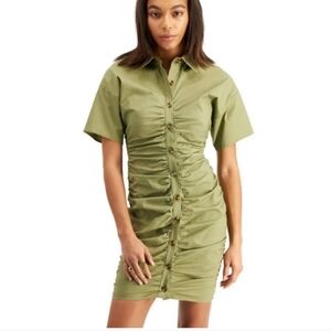 Shirt Dress Trendy Button-Front, Olive, Women's Size XS, 'And Now This'